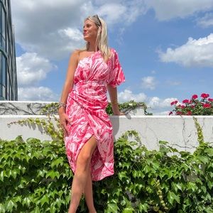 Do+Be Pink Marble Off-Shoulder Dress.